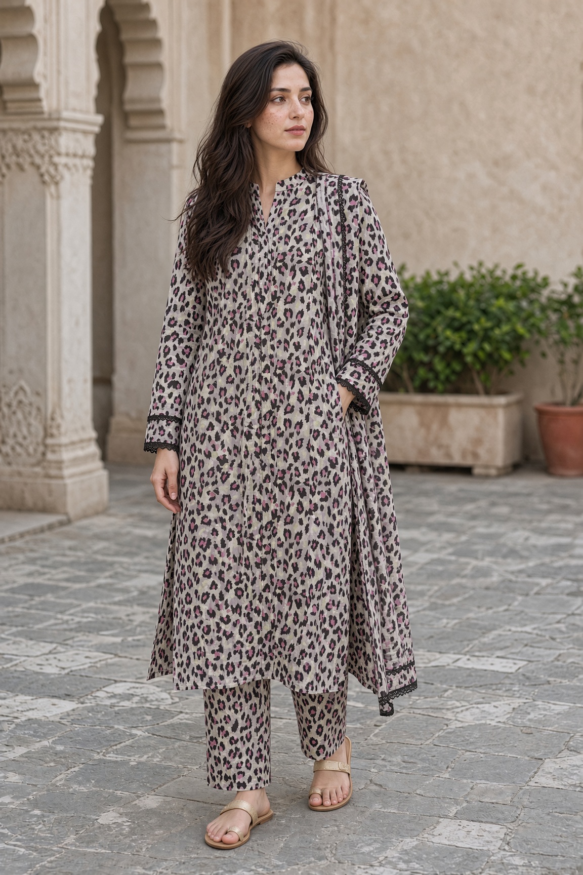 Embroidered Lawn Suit – Ivory Dupatta