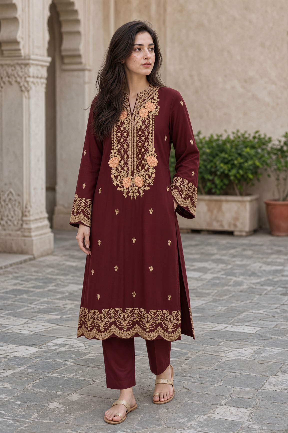 Embroidered Lawn Suit – Ivory Garden